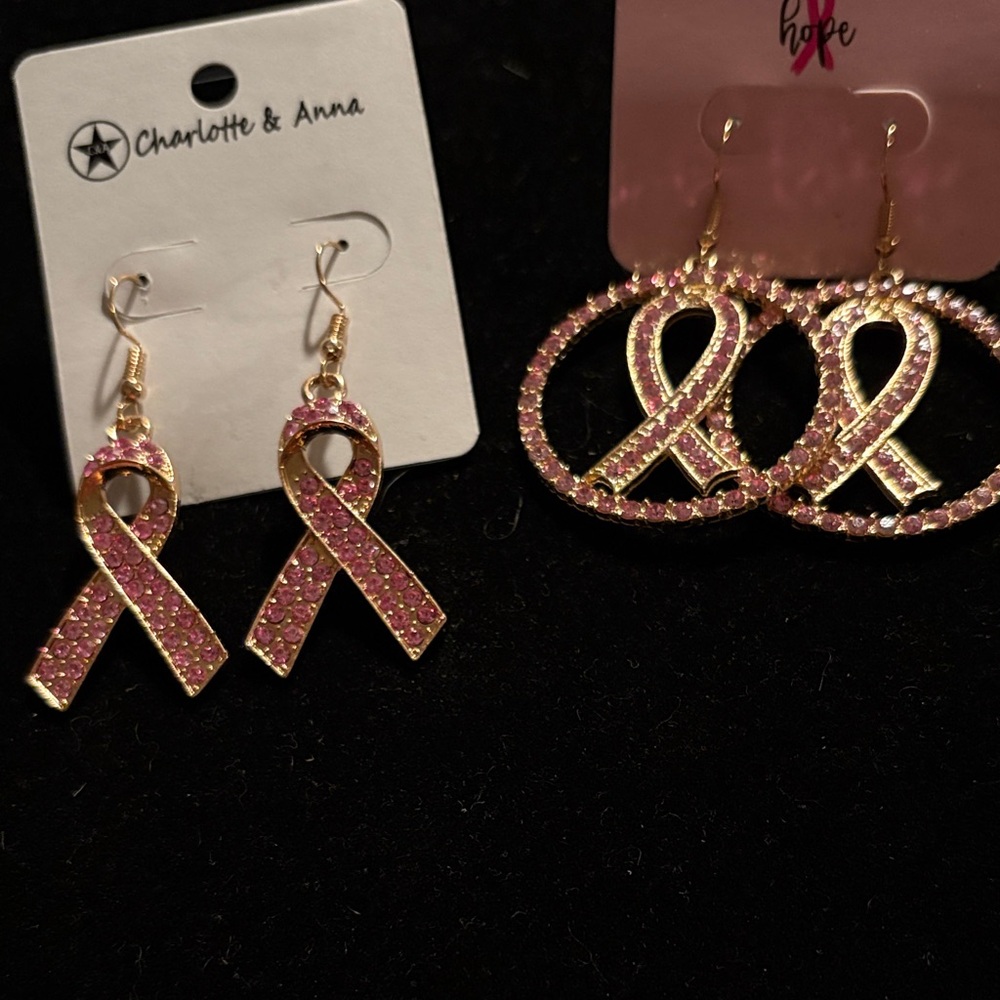 Pink Ribbon  Breast Cancer Awareness Earrings